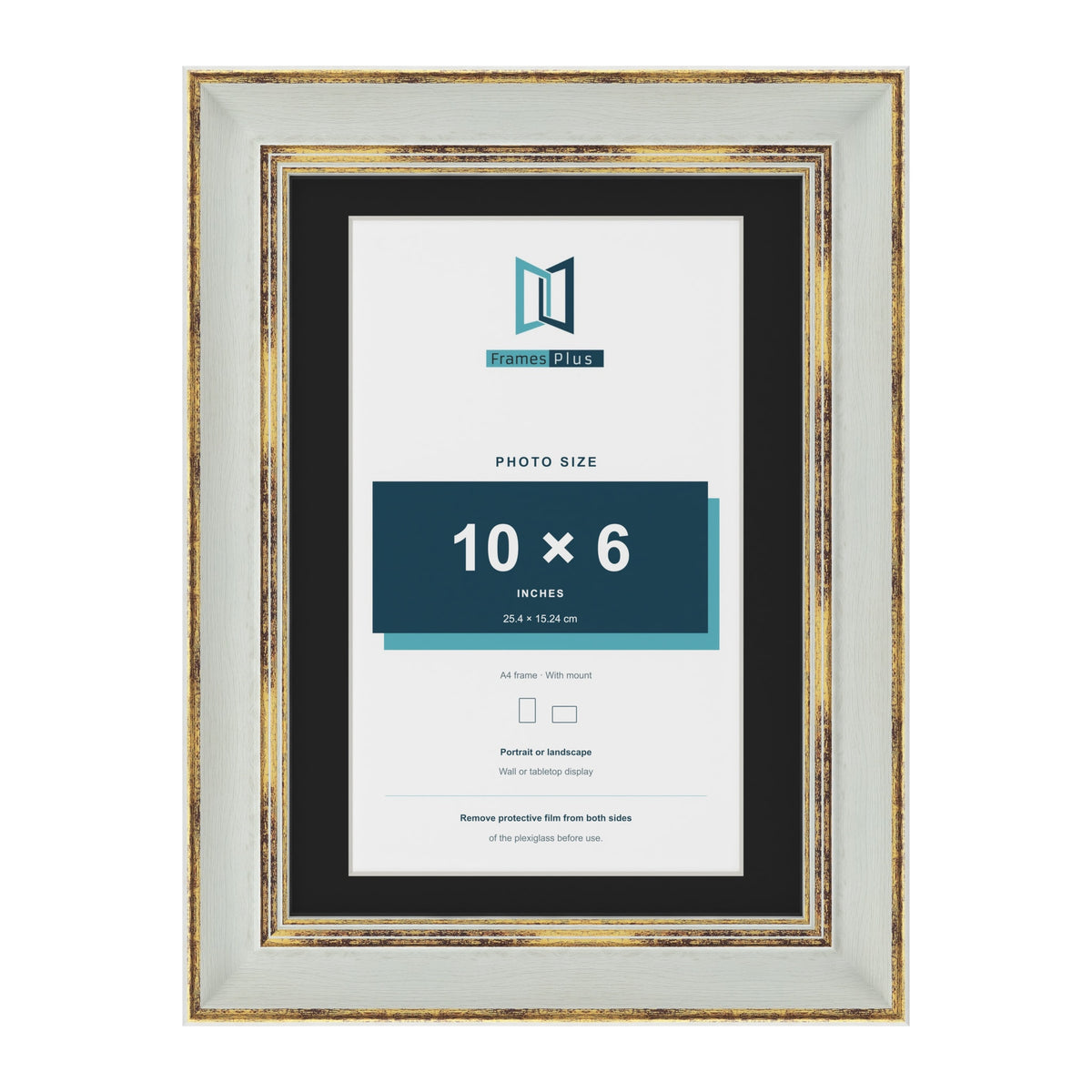 Cassis Light Grey A4 picture frame with a black mount for a 10 x 6 inch photo