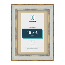 Cassis Light Grey A4 picture frame with an ivory mount for a 10 x 6 inch photo