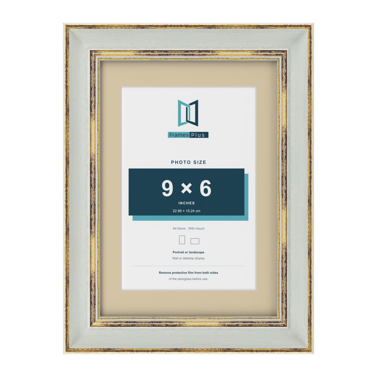 Cassis Light Grey A4 picture frame with an ivory mount for a 9 x 6 inch photo