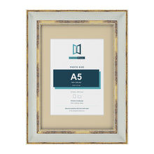 Cassis Light Grey A4 picture frame with an ivory mount for an A5 photo