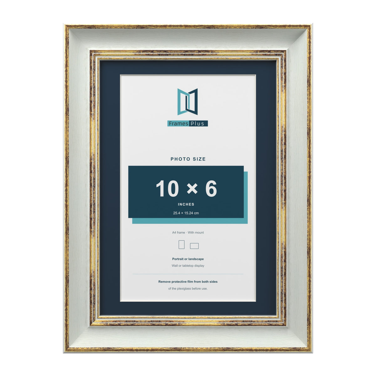 Cassis Light Grey A4 picture frame with a pacific blue mount for a 10 x 6 inch photo