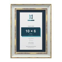 Cassis Light Grey A4 picture frame with a pacific blue mount for a 10 x 6 inch photo