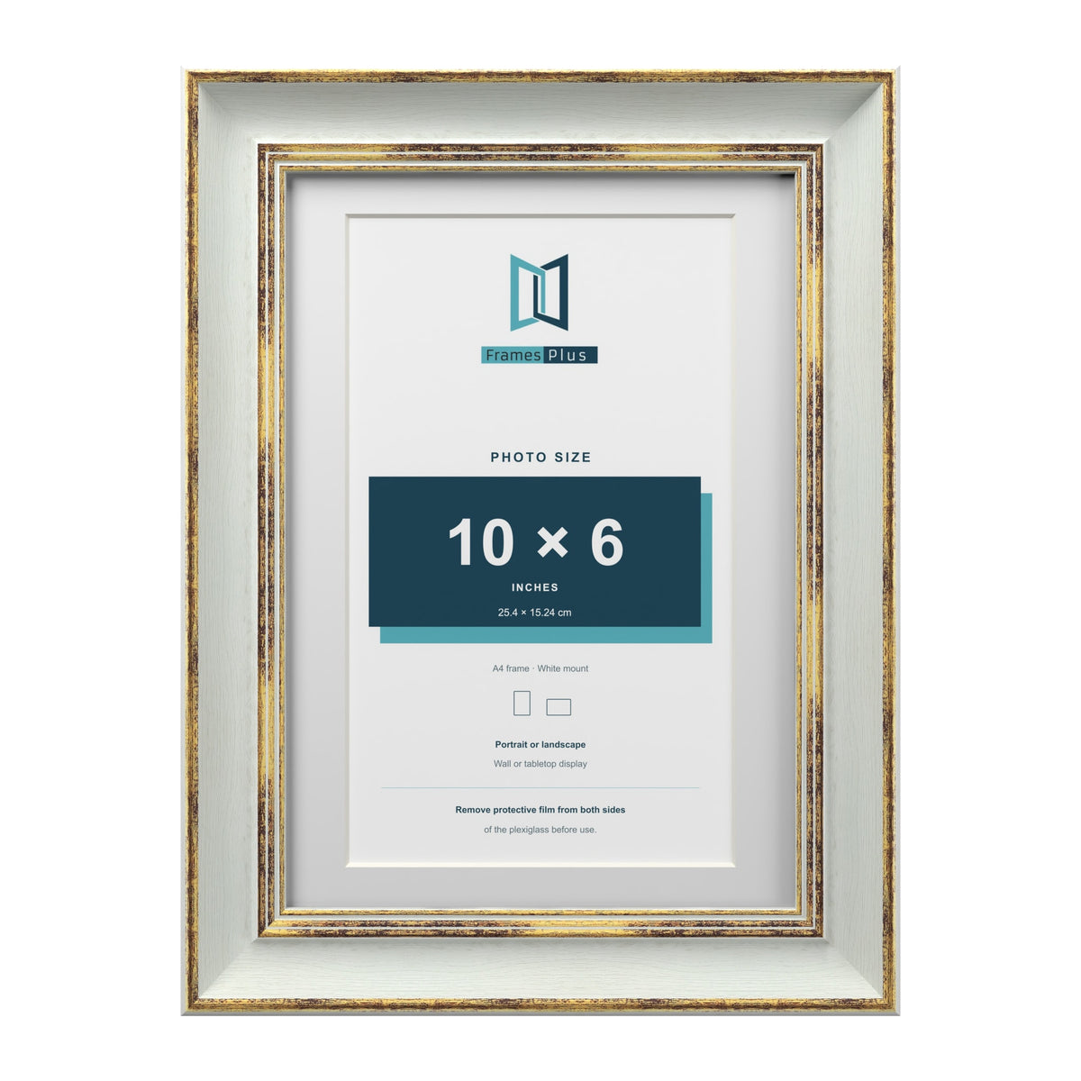 Cassis Light Grey A4 picture frame with a white mount for a 10 x 6 inch photo