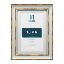 Cassis Light Grey A4 picture frame with a white mount for a 10 x 6 inch photo