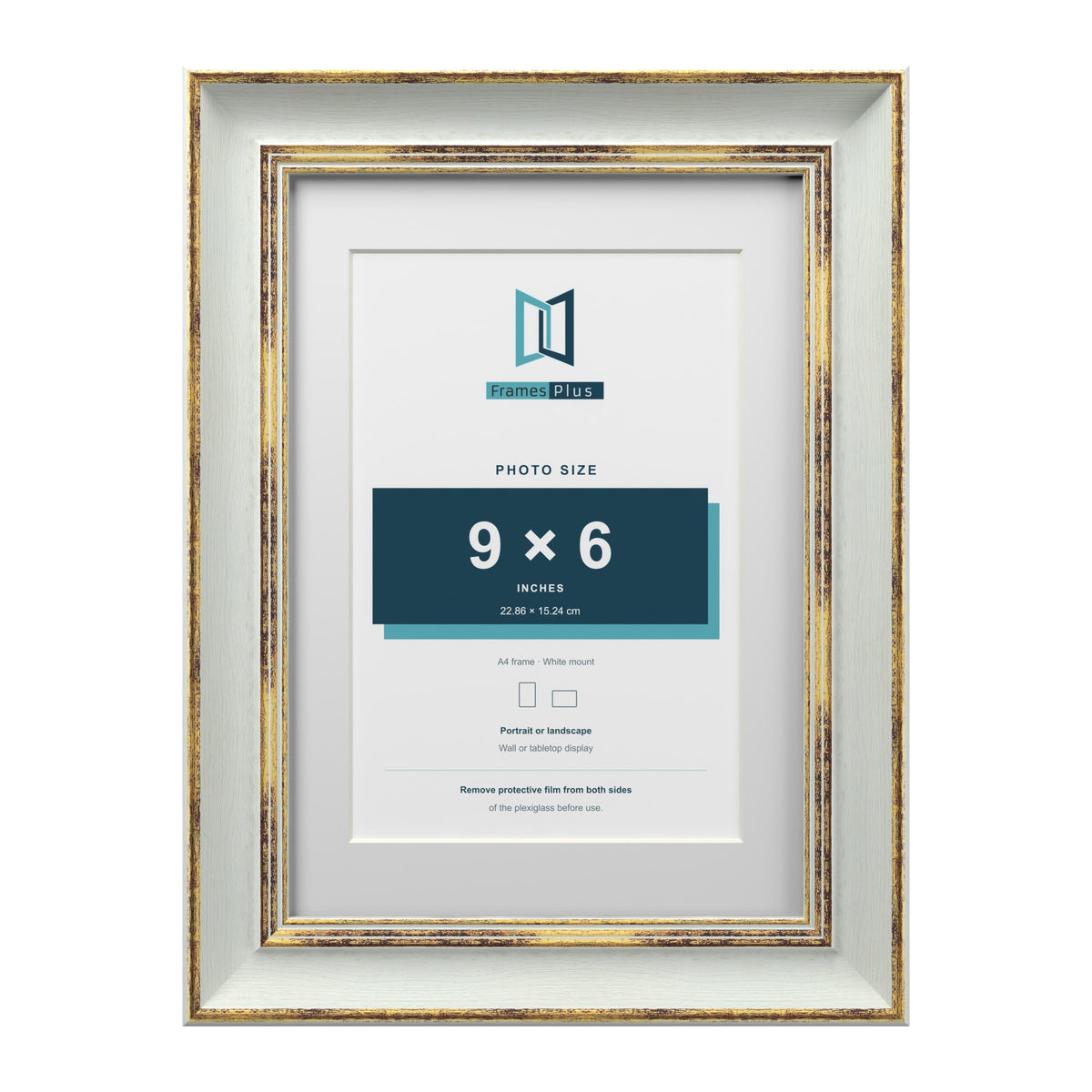 Cassis Light Grey A4 picture frame with a white mount for a 9 x 6 inch photo