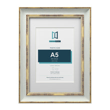 Cassis Light Grey A4 picture frame with a white mount for an A5 photo