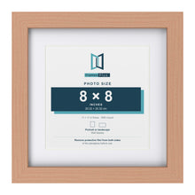 Classic Beech 11 x 11 inch picture frame with a white mount for an 8 x 8 inch photo