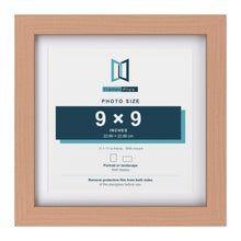 Classic Beech 11 x 11 inch picture frame with a white mount for a 9 x 9 inch photo