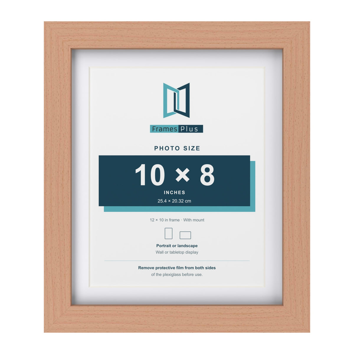 Classic Beech 12 x 10 inch picture frame with a white mount for a 10 x 8 inch photo