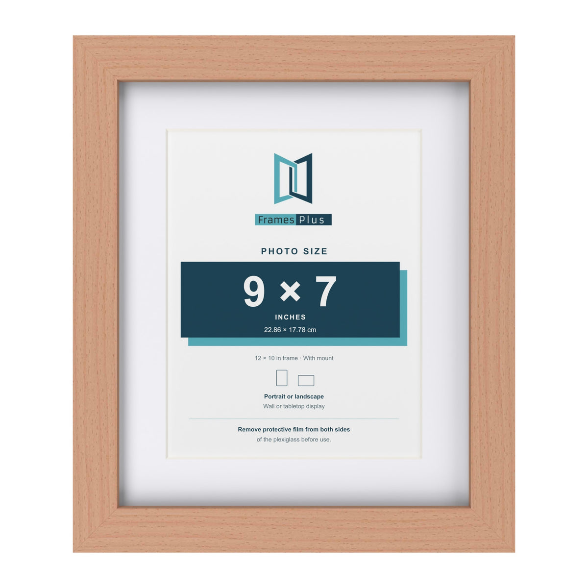 Classic Beech 12 x 10 inch picture frame with a white mount for a 9 x 7 inch photo