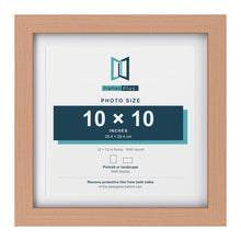 Classic Beech 12 x 12 inch picture frame with a white mount for a 10 x 10 inch photo