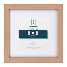Classic Beech 12 x 12 inch picture frame with a white mount for an 8 x 8 inch photo