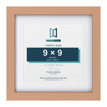 Classic Beech 12 x 12 inch picture frame with a white mount for a 9 x 9 inch photo
