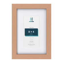 Classic Beech 12 x 8 inch picture frame with a white mount for an 8 x 4 inch photo