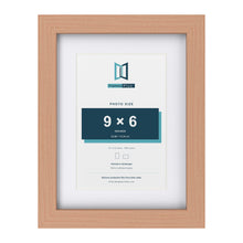 Classic Beech 12 x 9 inch picture frame with a white mount for a 9 x 6 inch photo