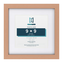 Classic Beech 13 x 13 inch picture frame with a white mount for a 9 x 9 inch photo