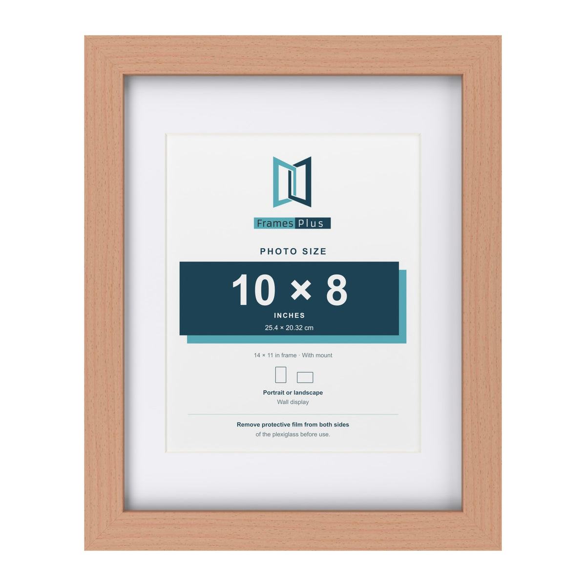 Classic Beech 14 x 11 inch picture frame with a white mount for a 10 x 8 inch photo