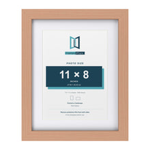Classic Beech 14 x 11 inch picture frame with a white mount for an 11 x 8 inch photo