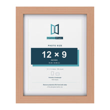 Classic Beech 14 x 11 inch picture frame with a white mount for a 12 x 9 inch photo