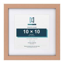 Classic Beech 14 x 14 inch picture frame with a white mount for a 10 x 10 inch photo