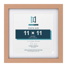 Classic Beech 14 x 14 inch picture frame with a white mount for an 11 x 11 inch photo