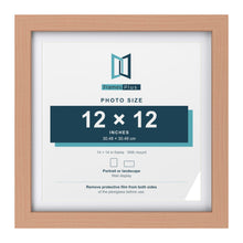 Classic Beech 14 x 14 inch picture frame with a white mount for a 12 x 12 inch photo
