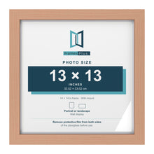 Classic Beech 14 x 14 inch picture frame with a white mount for a 13 x 13 inch photo