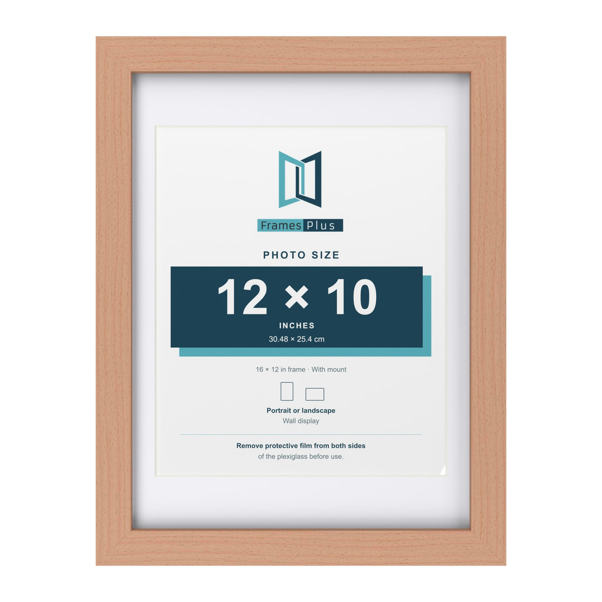 Classic Beech 16 x 12 inch picture frame with a white mount for a 12 x 10 inch photo