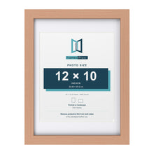 Classic Beech 16 x 12 inch picture frame with a white mount for a 12 x 10 inch photo
