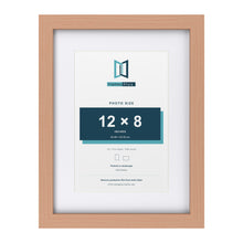 Classic Beech 16 x 12 inch picture frame with a white mount for a 12 x 8 inch photo