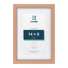Classic Beech 18 x 12 inch picture frame with a white mount for a 14 x 8 inch photo