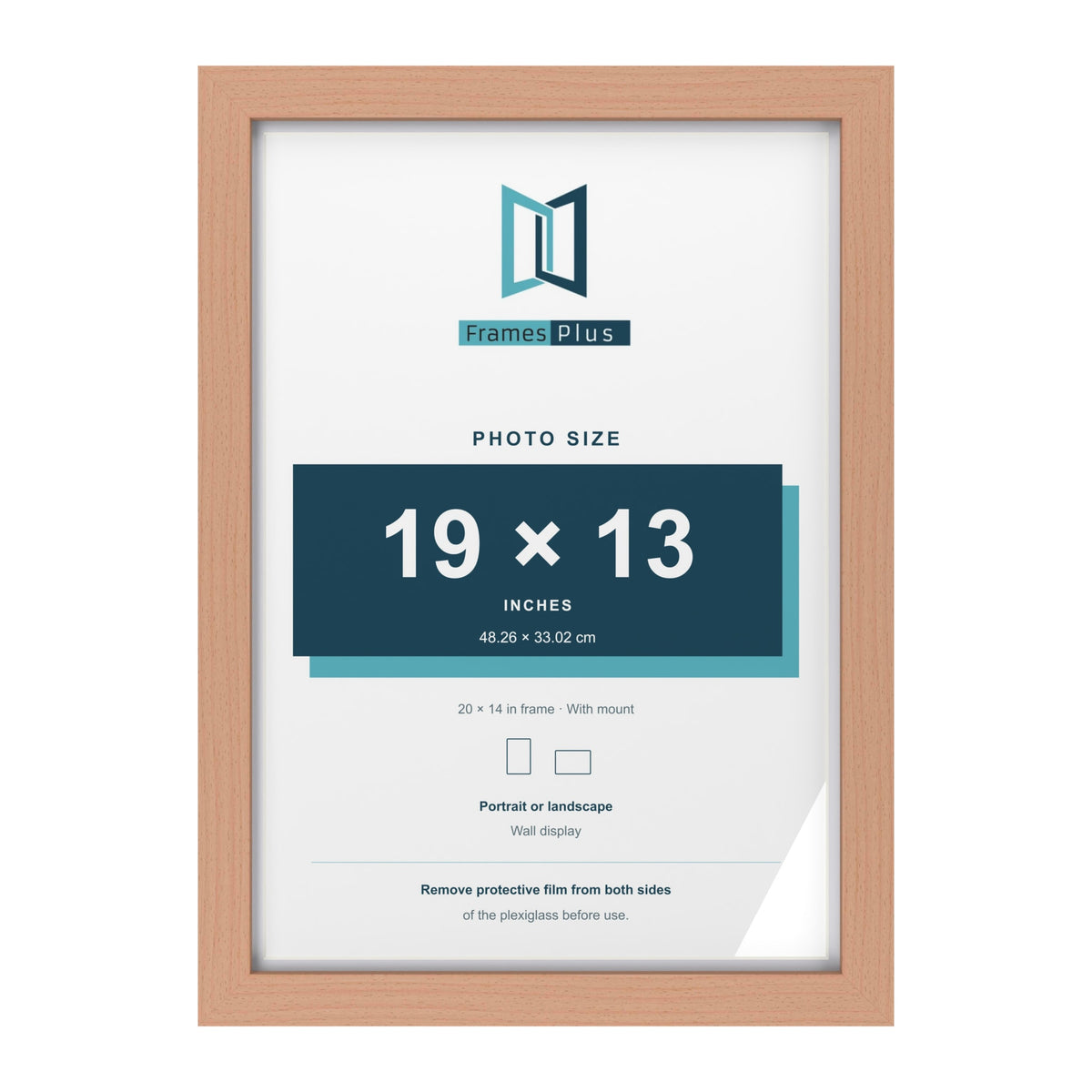 Classic Beech 20 x 14 inch picture frame with a white mount for a 19 x 13 inch photo