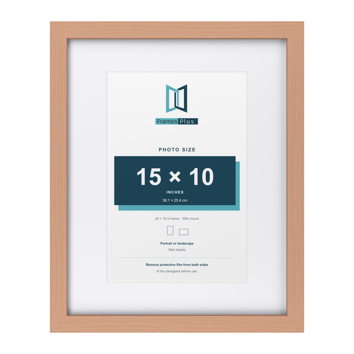 Classic Beech 20 x 16 inch picture frame with a white mount for a 15 x 10 inch photo