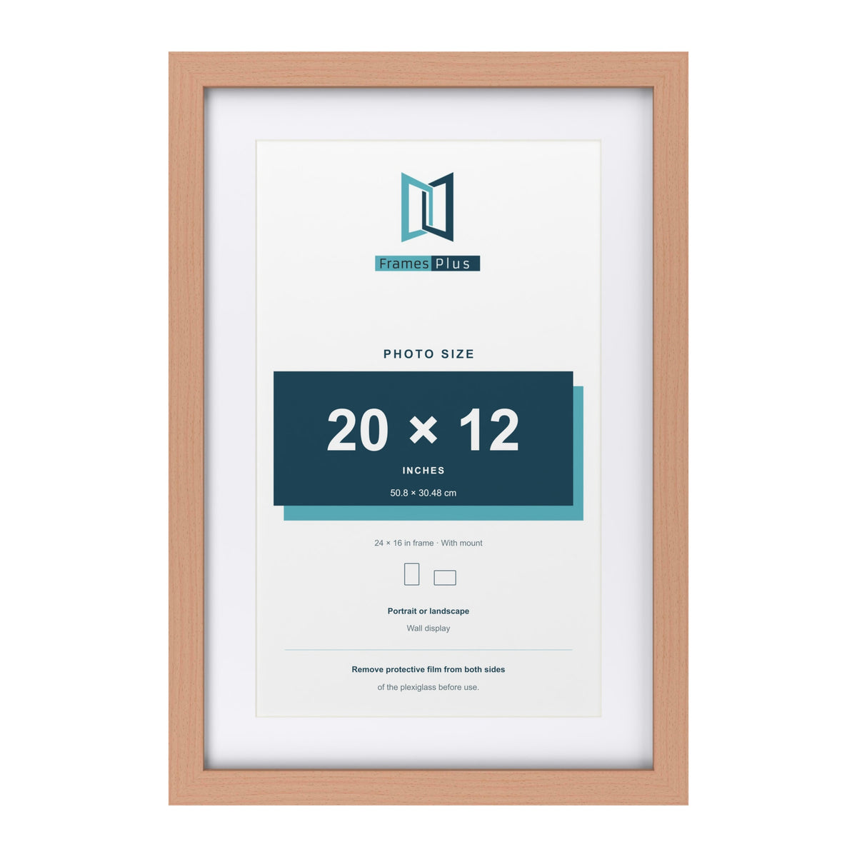Classic Beech 24 x 16 inch picture frame with a white mount for a 20 x 12 inch photo