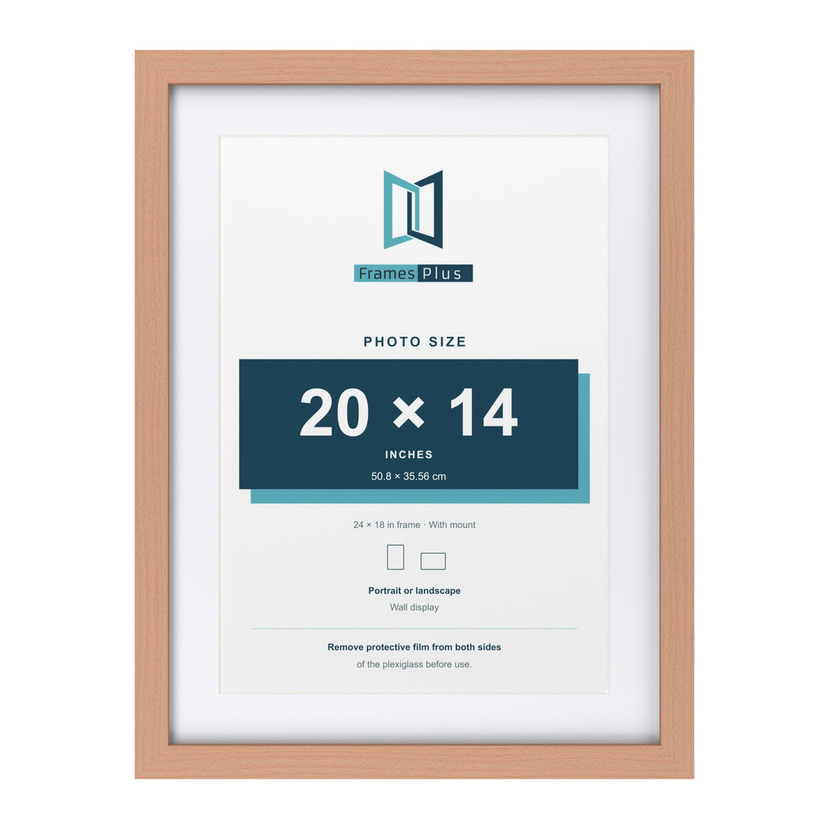 Classic Beech 24 x 18 inch picture frame with a white mount for a 20 x 14 inch photo