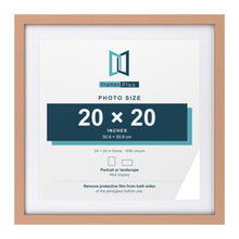 Classic Beech 24 x 24 inch picture frame with a white mount for a 20 x 20 inch photo