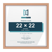 Classic Beech 24 x 24 inch picture frame with a white mount for a 22 x 22 inch photo