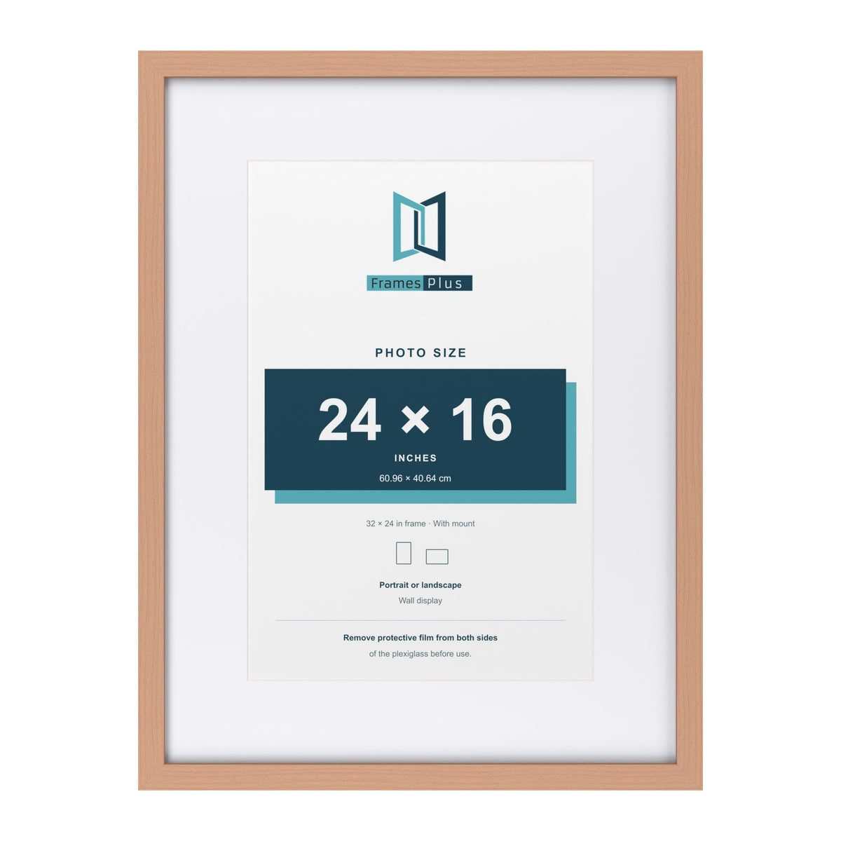 Classic Beech 32 x 24 inch picture frame with a white mount for a 24 x 16 inch photo