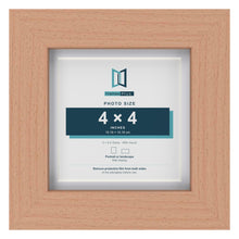 Classic Beech 5 x 5 inch picture frame with a white mount for a 4 x 4 inch photo