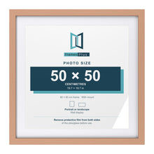 Classic Beech 60 x 60 cm picture frame with a white mount for a 50 x 50 cm photo