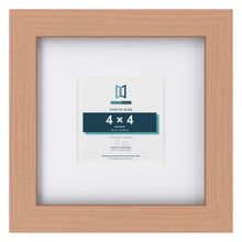 Classic Beech 8 x 8 inch picture frame with a white mount for a 4 x 4 inch photo