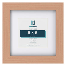 Classic Beech 8 x 8 inch picture frame with a white mount for a 5 x 5 inch photo