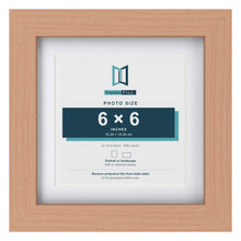 Classic Beech 8 x 8 inch picture frame with a white mount for a 6 x 6 inch photo