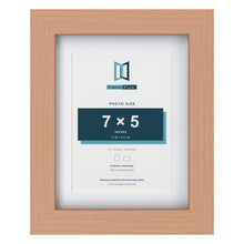 Classic Beech 9 x 7 inch picture frame with a white mount for a 7 x 5 inch photo