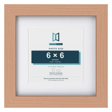 Classic Beech 9 x 9 inch picture frame with a white mount for a 6 x 6 inch photo