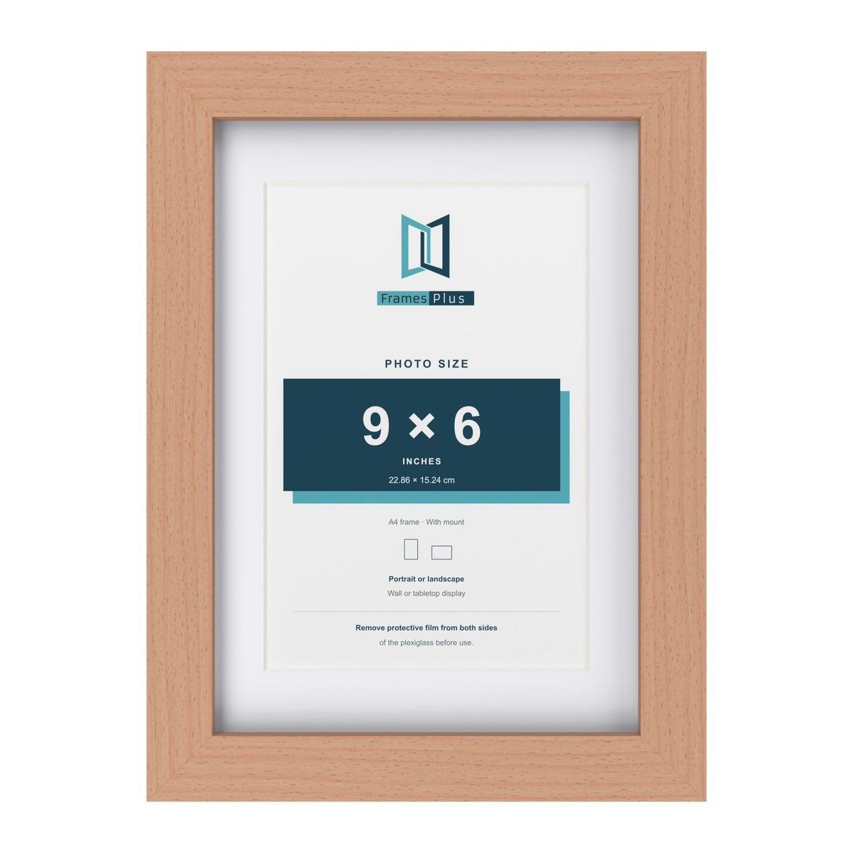 Classic Beech A4 picture frame with a white mount for a 9 x 6 inch photo