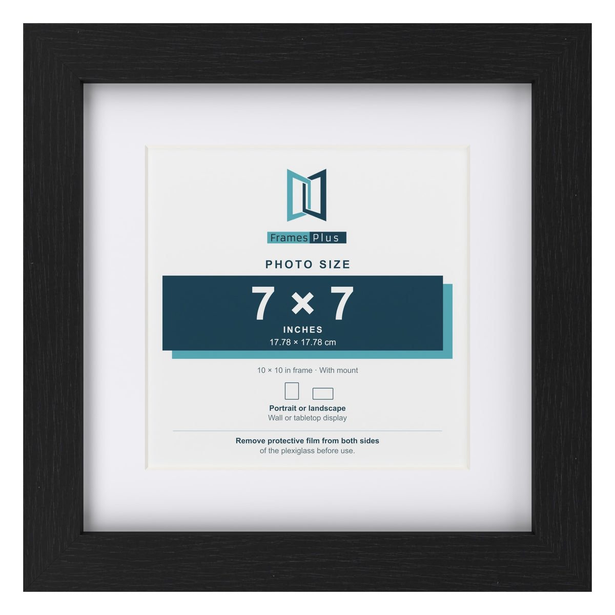 Classic Black 10 x 10 inch picture frame with a white mount for a 7 x 7 inch photo