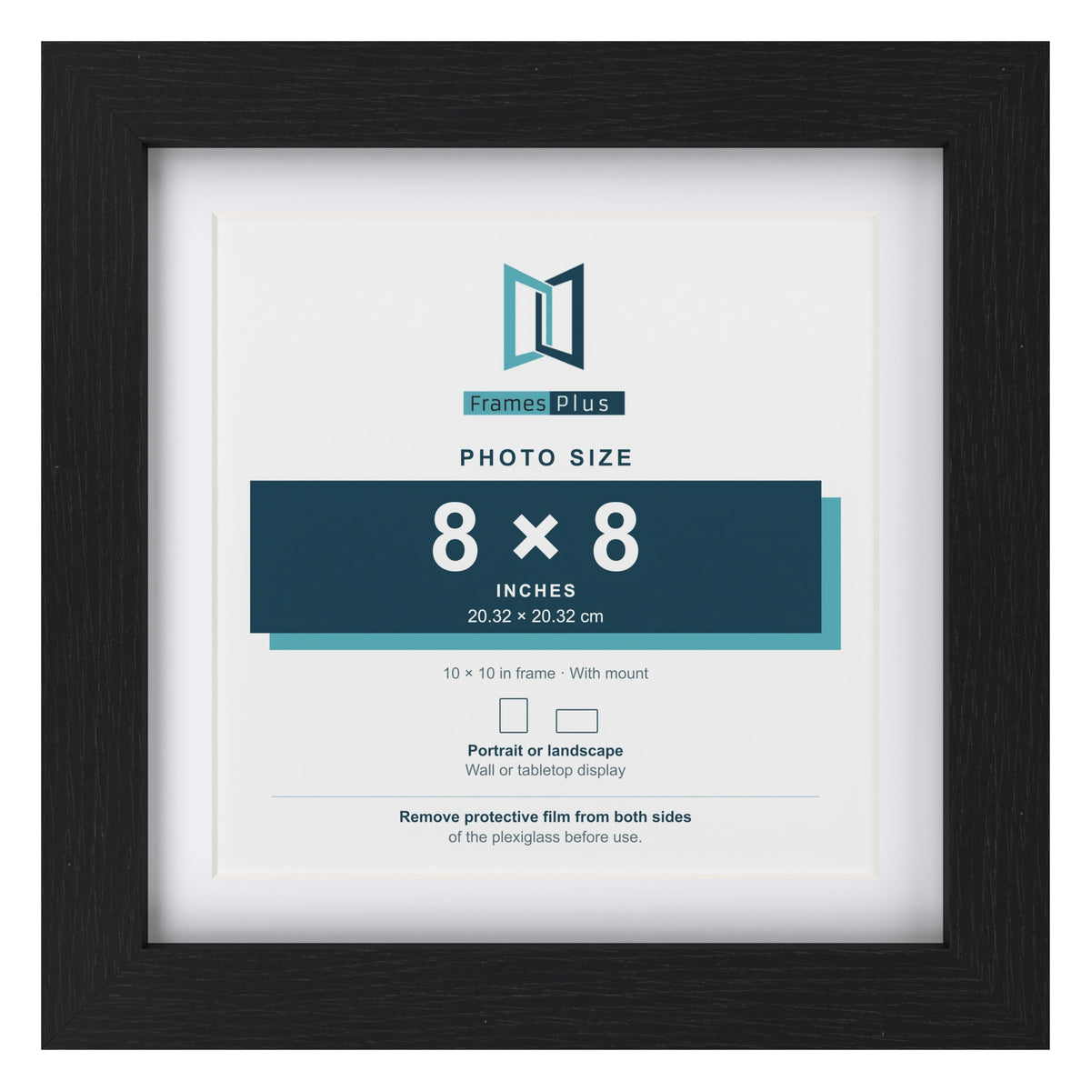 Classic Black 10 x 10 inch picture frame with a white mount for an 8 x 8 inch photo