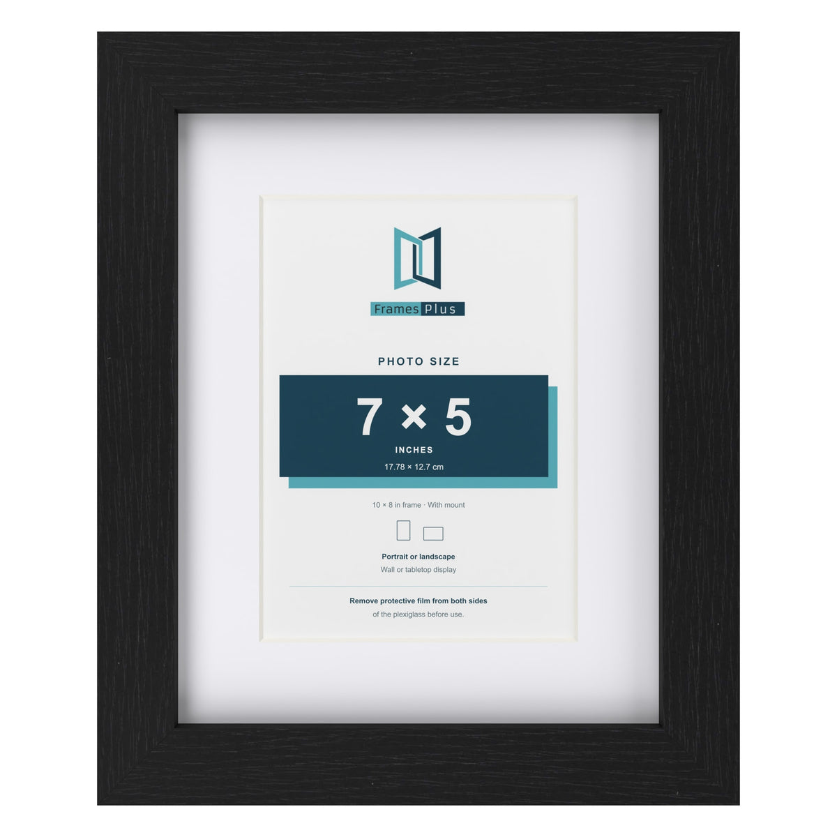 Classic Black 10 x 8 inch picture frame with a white mount for a 7 x 5 inch photo