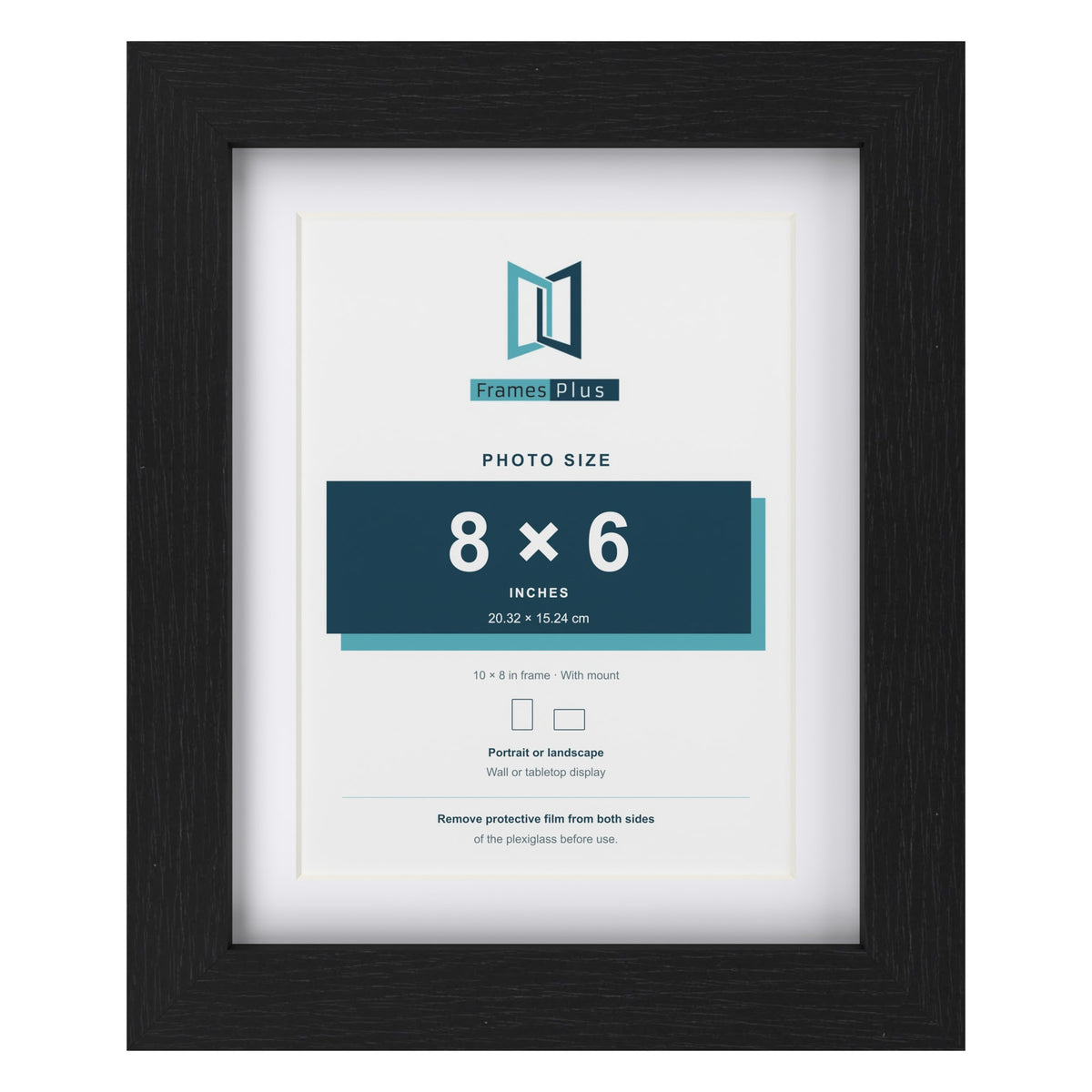 Classic Black 10 x 8 inch picture frame with a white mount for an 8 x 6 inch photo